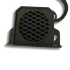 Compact black reversing alarm unit for vans and motorhomes with protective grille and mounting bracket.